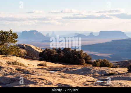 Overlooking Monument Valley in the distance from Muley Point, near Mexican Hat, Utah, USA Stock Photo