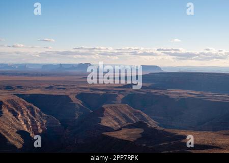 Overlooking Monument Valley in the distance from Muley Point, near Mexican Hat, Utah, USA Stock Photo