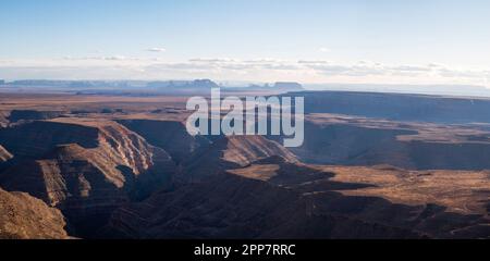 Overlooking Monument Valley in the distance from Muley Point, near Mexican Hat, Utah, USA Stock Photo