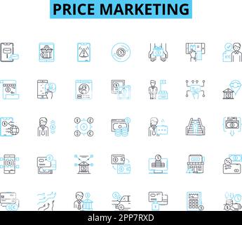 Price marketing linear icons set. Pricing, Value, Discounts, Promotions, Revenue, Costs, Rates line vector and concept signs. ROI,Elasticity,Bargains Stock Vector