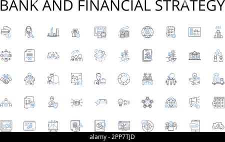 Bank and financial strategy line icons collection. Consumerism, Customer service, Merchandising, Branding, Purchasing, E-commerce, Fast fashion vector Stock Vector