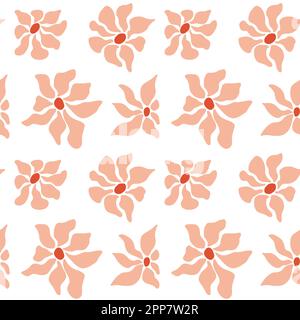 Hand drawn organic cut out flowers in modern style seamless pattern on black background. Vector Stock Vector