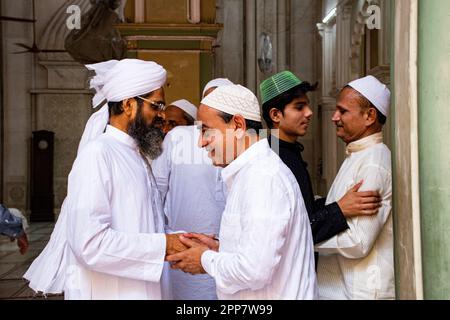 Kolkata, India. 22nd Apr, 2023. Eid al-Fitr Namaz and hugging on the symbol of love, respect and friendship at Nakhoda Masjid in Kolkata. (Photo by Swattik Jana/Pacific Press) Credit: Pacific Press Media Production Corp./Alamy Live News Stock Photo