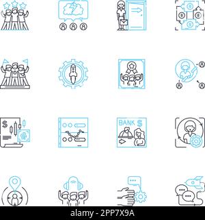 Institution linear icons set. Academia, Establishment, Organization, University, School, College, Academy line vector and concept signs. Institution Stock Vector