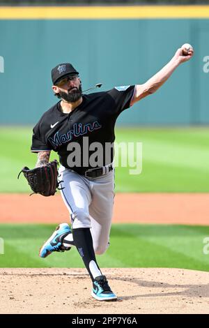 PHILADELPHIA, PA - APRIL 10: Miami Marlins starting pitcher Devin Smeltzer  (38) looks on during the game between the Miami Marlins and the  Philadelphia Phillies on April 10, 2023 at Citizens Bank