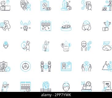 Professional Development linear icons set. Growth, Learning, Improvement, Talent, Knowledge, Success, Mastery line vector and concept signs Stock Vector