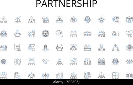 Partnership line icons collection. Collaboration, Planning, Management, Teamwork, Communication, Accountability, Implementation vector and linear Stock Vector