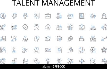 Talent management line icons collection. Birthday, Age, Zodiac, Horoscope, Celebration, Anniversary, Candle vector and linear illustration. Cake,Gift Stock Vector