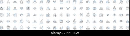 Joint effort line icons collection. ollaboration, Teamwork, Cooperation, Partnership, Unity, Alliance, Synergy vector and linear illustration Stock Vector