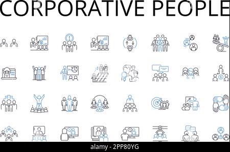 Corporative people line icons collection. Business Partners, Working Professionals, Cooperative Members, Team Players, Industry Leaders Stock Vector