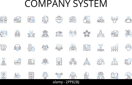Company system line icons collection. Innovative, Reliable, Professional, Trusrthy, Dynamic, Strategic, Adaptive vector and linear illustration Stock Vector