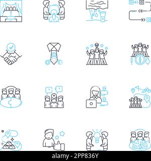 Session linear icons set. acilitation, dialogue, brainstorming ...