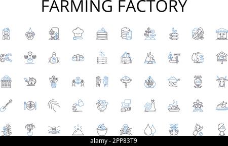 Farming factory line icons collection. Productivity, Workflow, Focus, Time-management, Automation, Prioritization, Multitasking vector and linear Stock Vector