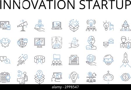 Innovation startup line icons collection. Creative solution, Novel invention, Modern approach, Advanced technology, Brilliant idea, Unique project Stock Vector