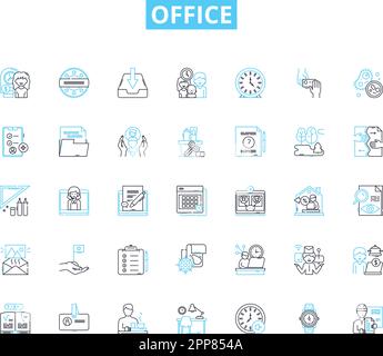 Cubicle linear icons set. Workspace, Partition, Office, Privacy ...