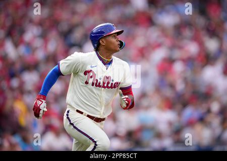 Philadelphia Phillies' Cristian Pache plays during the third inning of a  baseball game, Tuesday, April 11, 2023, in Philadelphia. (AP Photo/Matt  Rourke Stock Photo - Alamy