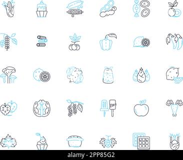 Cultivation linear icons set. Agriculture, Horticulture, Farming, Gardening, Cultivation, Irrigation, Harvesting line vector and concept signs Stock Vector