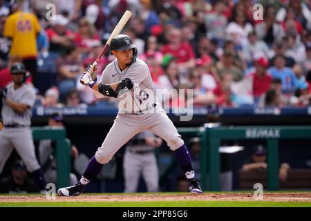 Colorado Rockies' Alan Trejo plays during a baseball game, Thursday, April  28, 2022, in Philadelphia. (AP Photo/Matt Slocum Stock Photo - Alamy