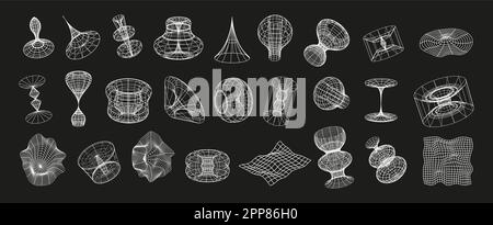 Mesh abstract shapes with globe in minimal style set. Futuristic elements  and retrofuturistic shapes. Set of neo memphis, vaporwave. vector Stock  Vector Image & Art - Alamy