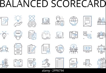 Balanced scorecard line icons collection. Risk assessment, Decision ...