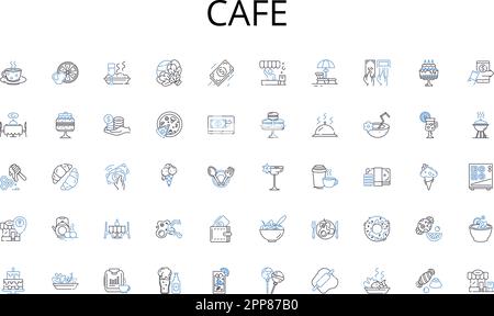 Cafe line icons collection. Customer, Shopper, Prospect, Purchaser, Consumer, Patron, Client vector and linear illustration. Investor,Bargain-hunter Stock Vector