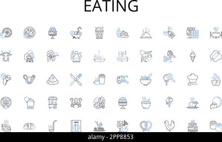 Eating line icons collection. Innovation, Creativity, Inspiration, Concept, Brainstorming, Insight, Intuition vector and linear illustration Stock Vector