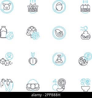 Herbivorous linear icons set. Vegetarian, Plant-based, Grazing ...