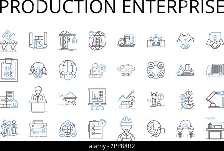 Fabrication enterprise line icons collection. Manufacturing, Assembly ...