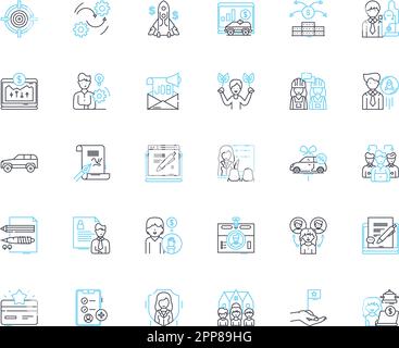 Talent acquisition linear icons set. Hiring, Recruits, Employment, Applicants, Sourcing, Recruitment, Screening line vector and concept signs Stock Vector