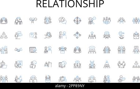 Relationship line icons collection. Online, E-commerce, Boutique, Shopping, Fashion, Clothing, Accessories vector and linear illustration. Retail Stock Vector