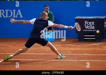 Daniel Evans in action during a men's singles match at the 2023 US Open ...