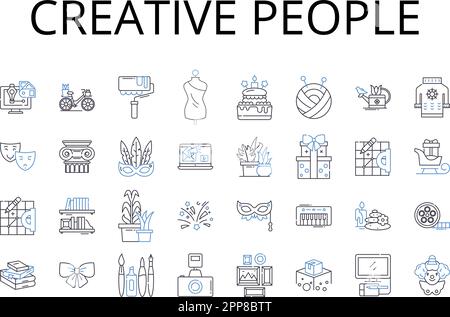 Brilliant inventors line icons collection. Genius, Innovation ...