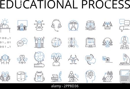 Educational process line icons collection. Learning journey, Intellectual pursuit, Knowledge acquisition, Academic undertaking, Training program Stock Vector