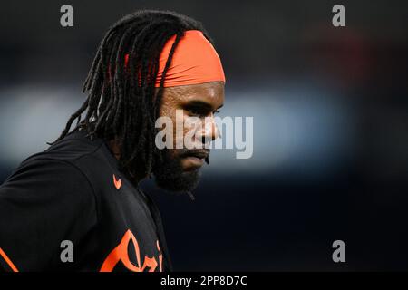 Baltimore Orioles' Cedric Mullins looks on during batting practice before  an opening day baseball game against the New York Yankees, Sunday, April 7,  2023, in Baltimore. (AP Photo/Terrance Williams Stock Photo - Alamy