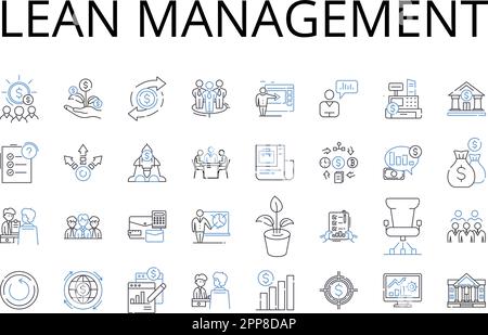 Lean Management line icons collection. Agile Management, Green Energy, Clean Technology, Creative Work, Digital Marketing, Dynamic Leadership Stock Vector