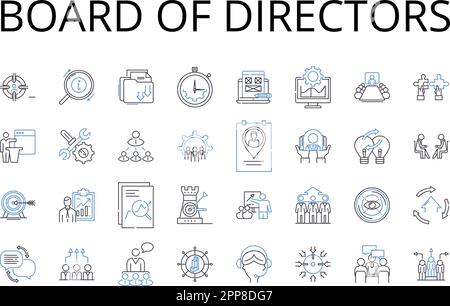 Board of Directors line icons collection. Executive Committee, Management Team, Advisory Board, Steering Group, Leadership Council, Senior Staff Stock Vector