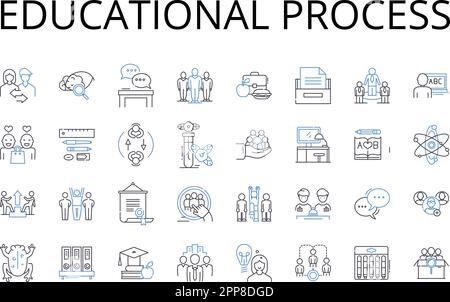 Educational process line icons collection. Learning journey, Intellectual pursuit, Knowledge acquisition, Academic undertaking, Training program Stock Vector
