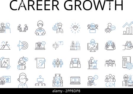 Career growth line icons collection. Professional development, Personal success, Job advancement, Employment progress, Work evolution, Occupational Stock Vector