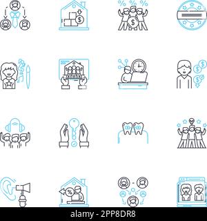 Comfort Design linear icons set. Soft, Cozy, Plush, Cushion, Relaxing, Supportive, Ergonomic line vector and concept signs. Inviting,Snug,Padded Stock Vector