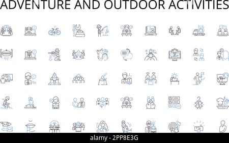 Adventure and outdoor activities line icons collection. Robotics, Nanotechnology, Machine Learning, Cybernetics, Quantum Computing, Automation Stock Vector