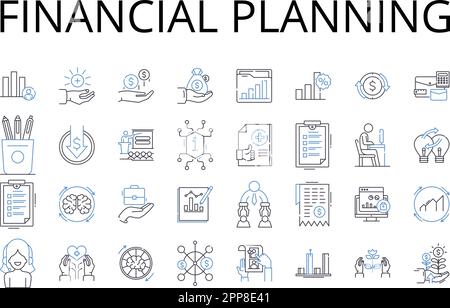 Fiscal management line icons collection. Budgeting, Forecasting ...