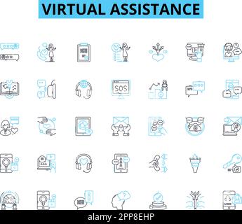 Administrative assistance linear icons set. Organization, Coordination ...