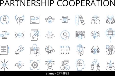 Synergetic teamwork line icons collection. Collaboration, Unity, Trust ...