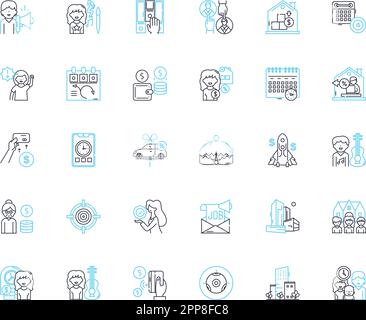 Operative linear icons set. Stealthy, Lethal, Covert, Tactical, Skilled ...