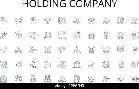 Holding company line icons collection. Cybersecurity, Encryption, Hacking, Firewall, Malware, Phishing, Cybercrime vector and linear illustration. VPN Stock Vector