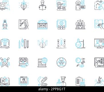 Asset management linear icons set. Investments, Portfolio, Assets, Wealth, Finance, Risk, Diversification line vector and concept signs. Allocation Stock Vector