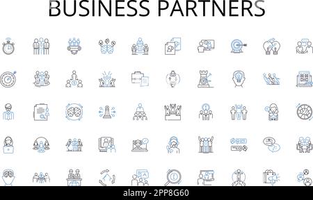 Business Partners line icons collection. Community, Diversity, Inclusion, Unity, Collaboration, Empathy, Support vector and linear illustration Stock Vector
