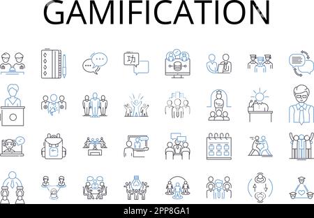 Gamification line icons collection. Skill-building, Puzzle-solving ...