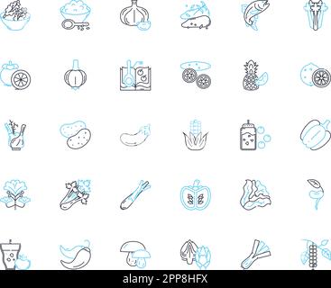 Organic agriculture linear icons set. Sustainability, Soil health, Composting, Diversity, Conservation, Crop rotation, Biodynamic line vector and Stock Vector
