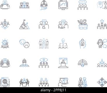 Corporation concept line icons collection. Monopoly, Boardroom, Shareholders, Merger, Corporate culture, Profit, Bureaucracy vector and linear Stock Vector